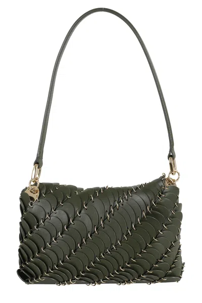 Rabanne Calfskin Shoulder Bag With Overlapping Leather Scales In Green
