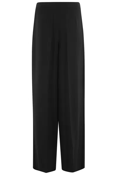 Max Mara Wide Leg Pleated Pants In Black
