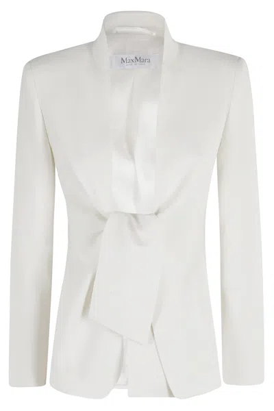Max Mara Ghiotto Open-front Blazer With Knotted Sashes In White