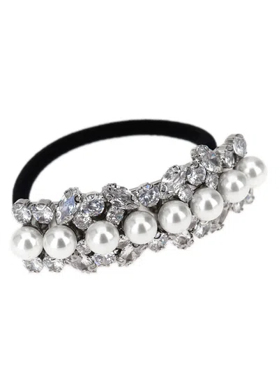 Self-portrait Multi Crystal Hair Accessories Silver In Black
