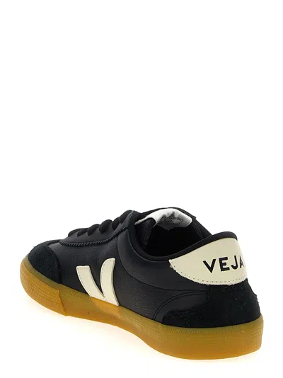 Veja Volley Panelled Grained Leather Sneakers In Black