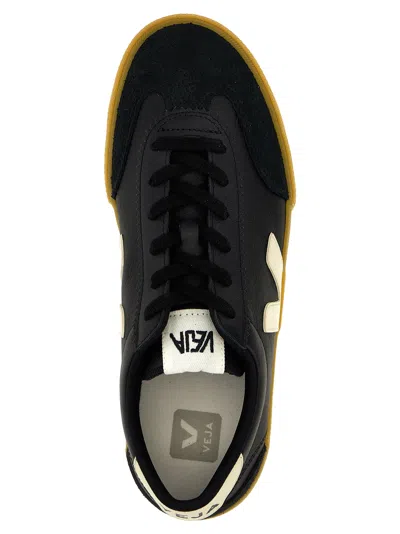 Veja Volley Panelled Grained Leather Sneakers In Black