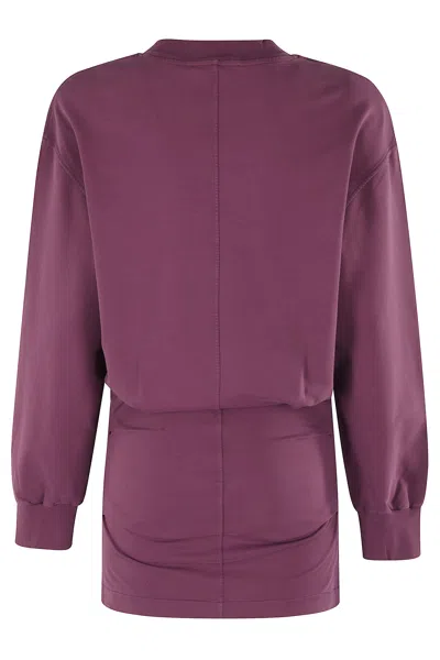 Attico Ruched Cotton-blend Fleece Minidress In Purple