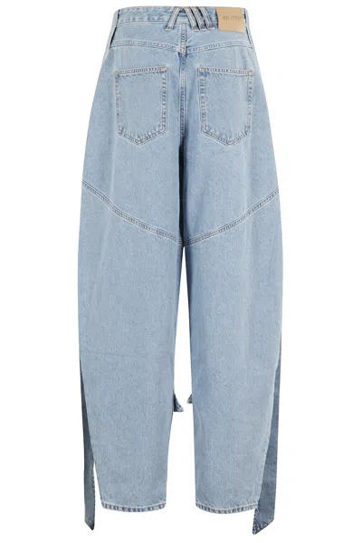 Attico The  Light Blue Denim Long Pants In Blue