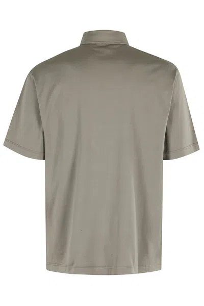 Roberto Collina Military Green Polo Shirt With Buttoned Collar In Green