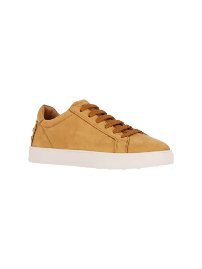 Tod's Low Top Round Toe Rubber Sole Sneakers In Orange