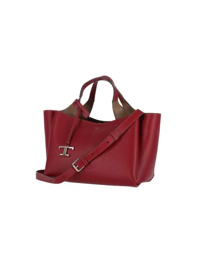 Tod's Leather Shoulder Bag With Top Handles And Detachable Strap