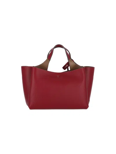Tod's Leather Shoulder Bag With Top Handles And Detachable Strap