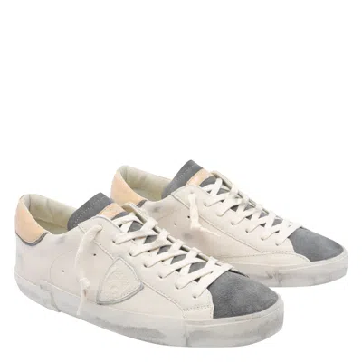 Philippe Model Low Top Leather Sneakers With Suede Accents