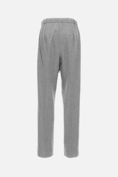 Max Mara Pleated-front Drawstring Trousers In Gray