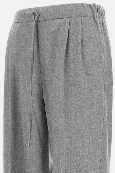 Max Mara Pleated-front Drawstring Trousers In Gray