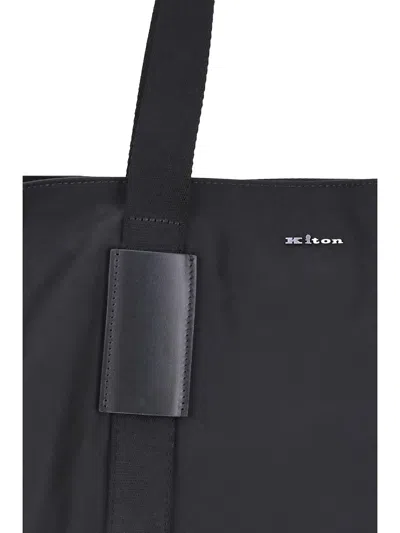 Kiton Nylon Tote Bag In Black