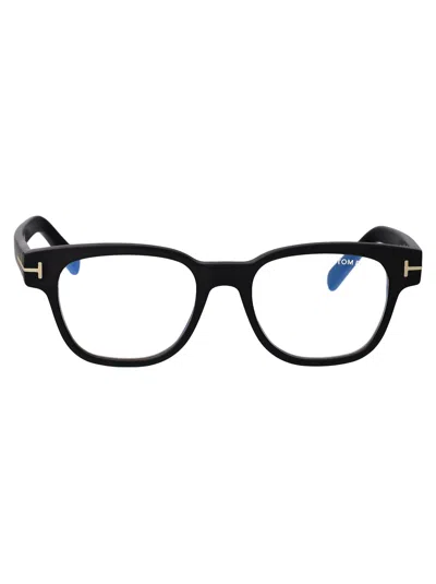 Tom Ford Matte Black Acetate Glasses In Black