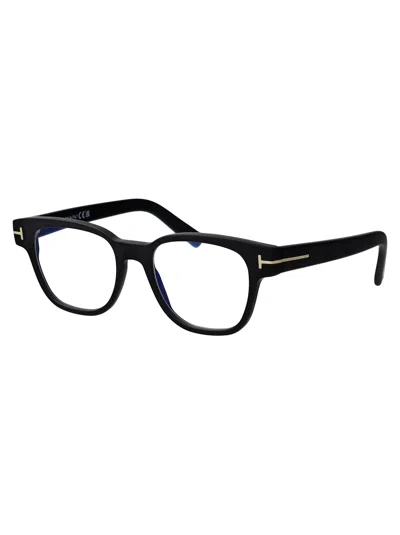 Tom Ford Matte Black Acetate Glasses In Black