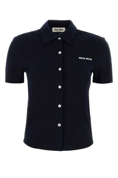 Miu Miu Midnight Blue Piquet Shirt In Blue