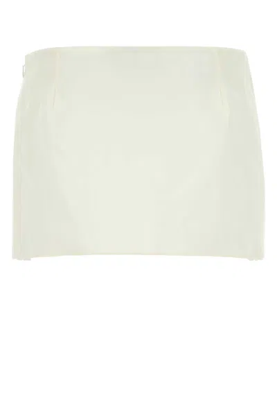 Miu Miu Ivory Linen Blend Mini Skirt