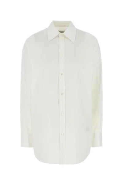 Saint Laurent Cassandre Cotton Poplin Shirt In White