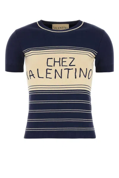 Valentino Navy Blue Cotton Sweater