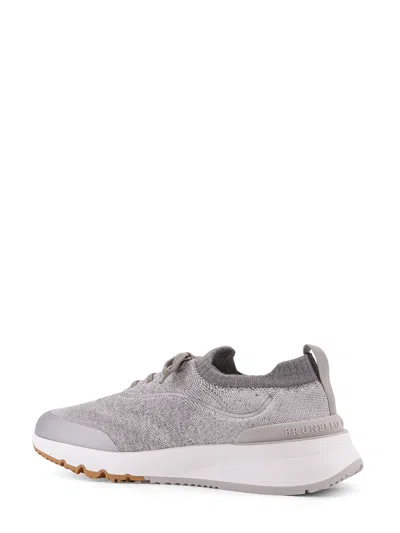 Brunello Cucinelli Knit Low-top Fabric Sneakers In Gray