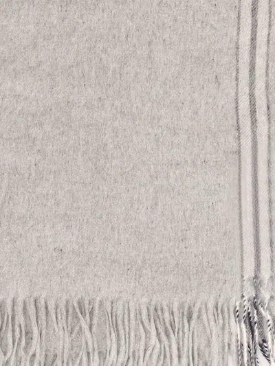 Brunello Cucinelli Detail Striped Luxurious Silk Scarf In Neutral