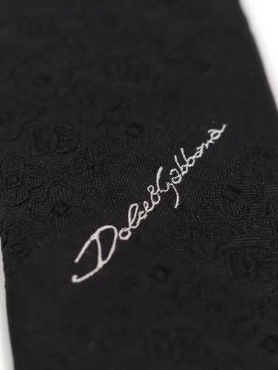 Dolce & Gabbana Silk Loop Jacquard Slim Tie In Black