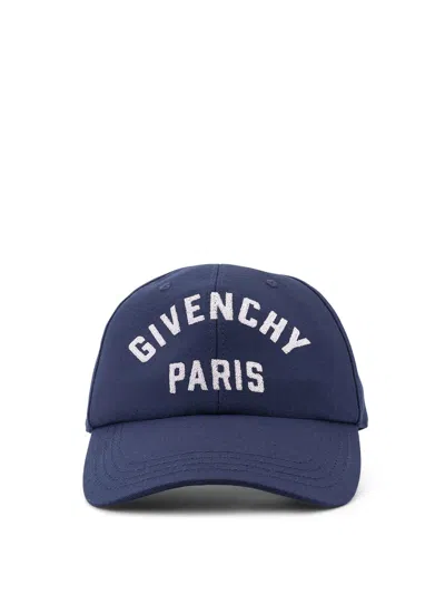 Givenchy Men Baseball Cap With Embroidered Logo In Blue