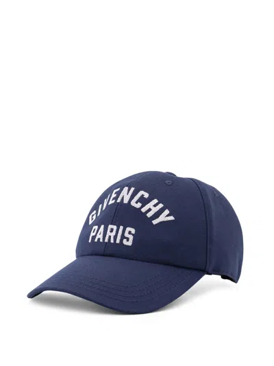 Givenchy Men Baseball Cap With Embroidered Logo In Blue