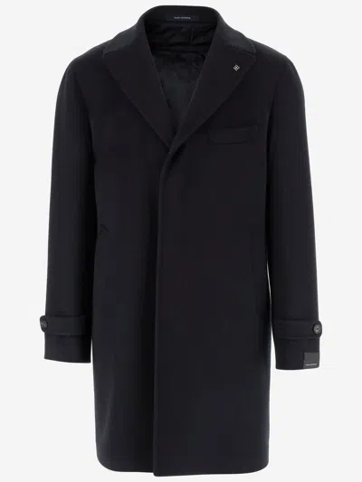 Tagliatore Thomas Lapel-pocket Wool Coat In Black