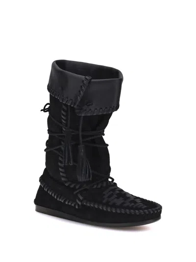 Isabel Marant Almond Toe Ankle Boots With Tassel Detail In Black