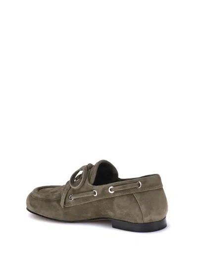 Proenza Schouler Suede Deck Loafers In Green