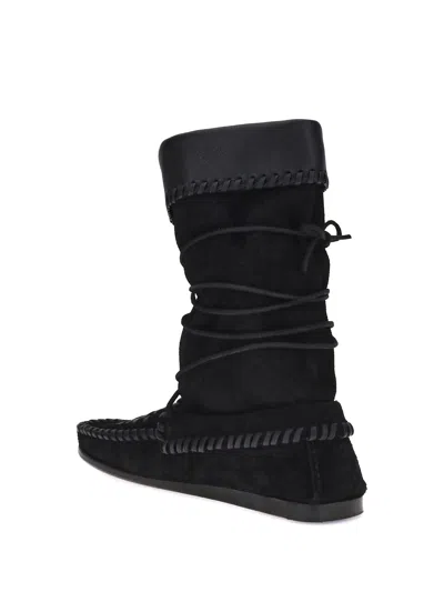 Isabel Marant Almond Toe Ankle Boots With Tassel Detail In Black