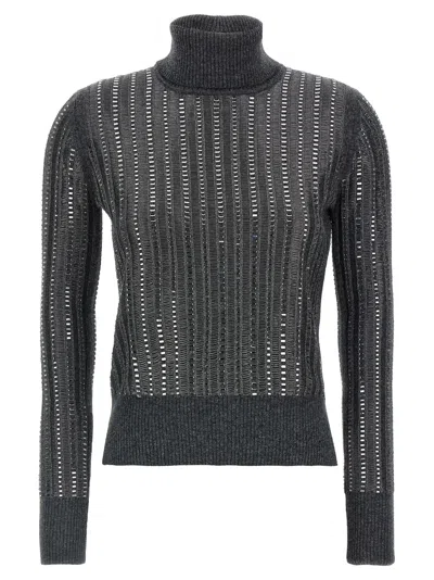 Ermanno Scervino Crystal Sweater Sweaters And Cardigans Gray In Black