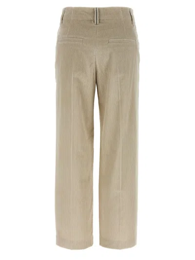 Brunello Cucinelli Velvet Trousers With Pockets And Loops In Brown