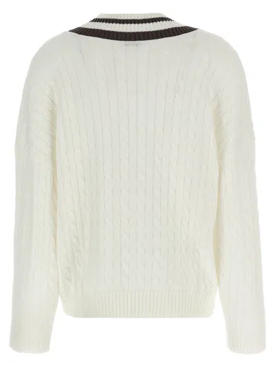 Brunello Cucinelli Braided Cotton Sweater Sweaters And Cardigans White In Neutral