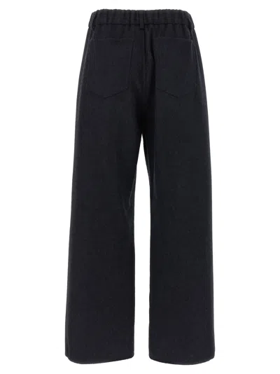Brunello Cucinelli Wide Leg Flannel Trousers In Blue