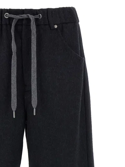 Brunello Cucinelli Wide Leg Flannel Trousers In Blue