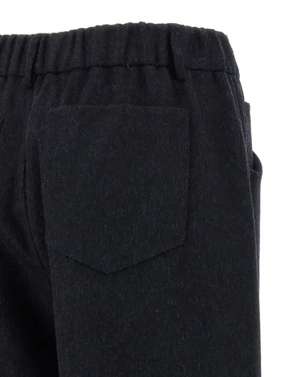 Brunello Cucinelli Wide Leg Flannel Trousers In Blue
