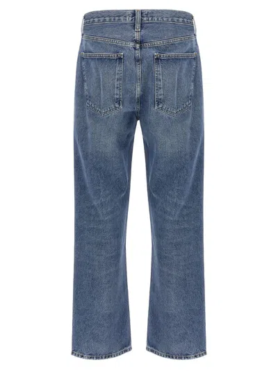 Agolde Relaxed Fit Faded Denim Trousers With Pockets In Blue