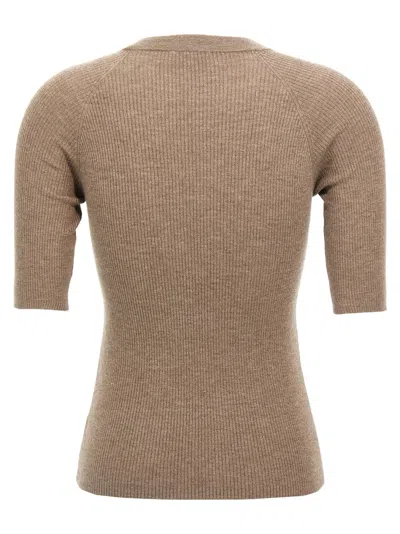 Brunello Cucinelli Crewneck Ribbed-knit Jumper In Neutral
