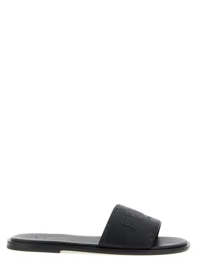 Fendi Sandals With Logo In Black