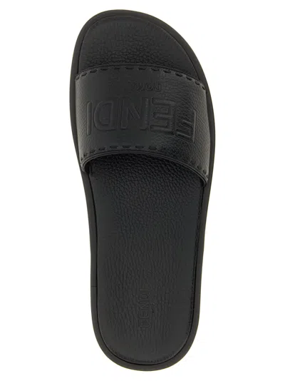 Fendi Sandals With Logo In Black