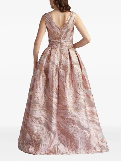 Tadashi Shoji Metallic Textured Abstract Print Gown In Multi