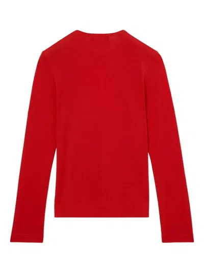 Simone Rocha Ribbon-bow Long-sleeve T-shirt In Red