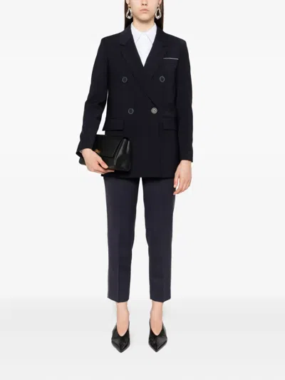 Peserico Double-breasted Tailored Blazer With Sleek Lapel In Black