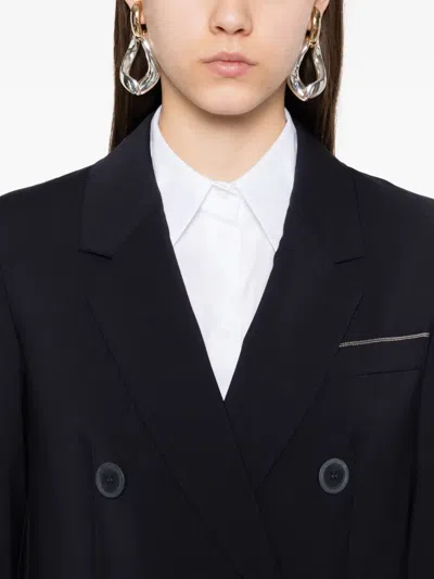 Peserico Double-breasted Tailored Blazer With Sleek Lapel In Black