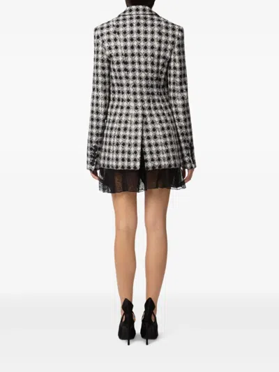 Nina Ricci Tweed Check Double-breasted Jacket In Black