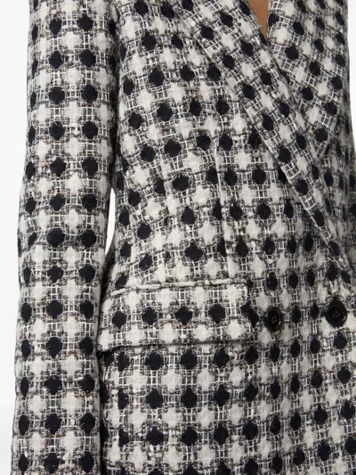 Nina Ricci Tweed Check Double-breasted Jacket In Black