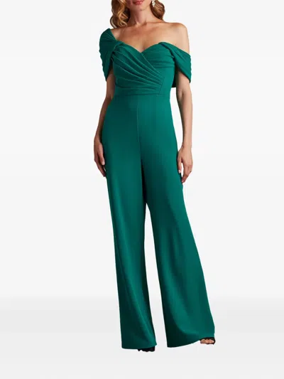 Tadashi Shoji Pleated One-shoulder Jumpsuit In Green