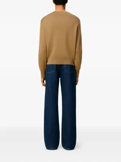 Ami Alexandre Mattiussi Brown Wool Ami De Coeur Crewneck Sweater Brown In Brown