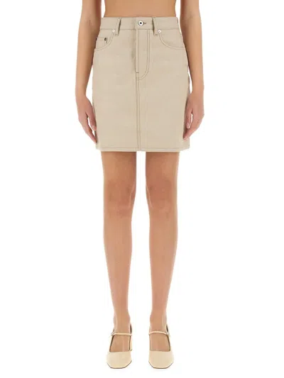 Burberry Equestrian Knight Denim Skirt In Neutral